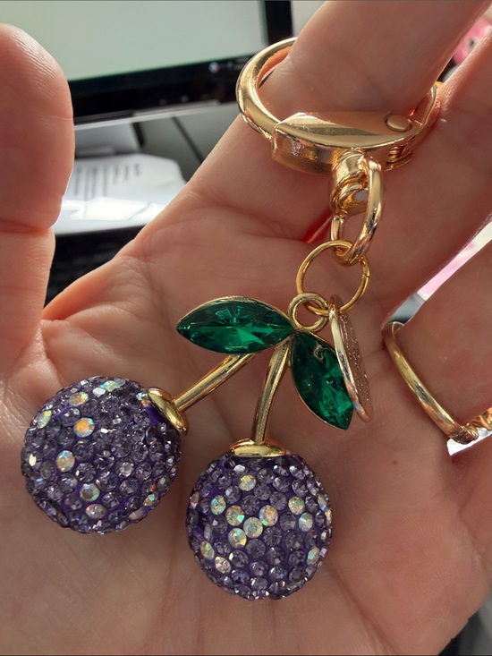 Accessories - Gold-Tone Purple Crystal Cherry Keychain